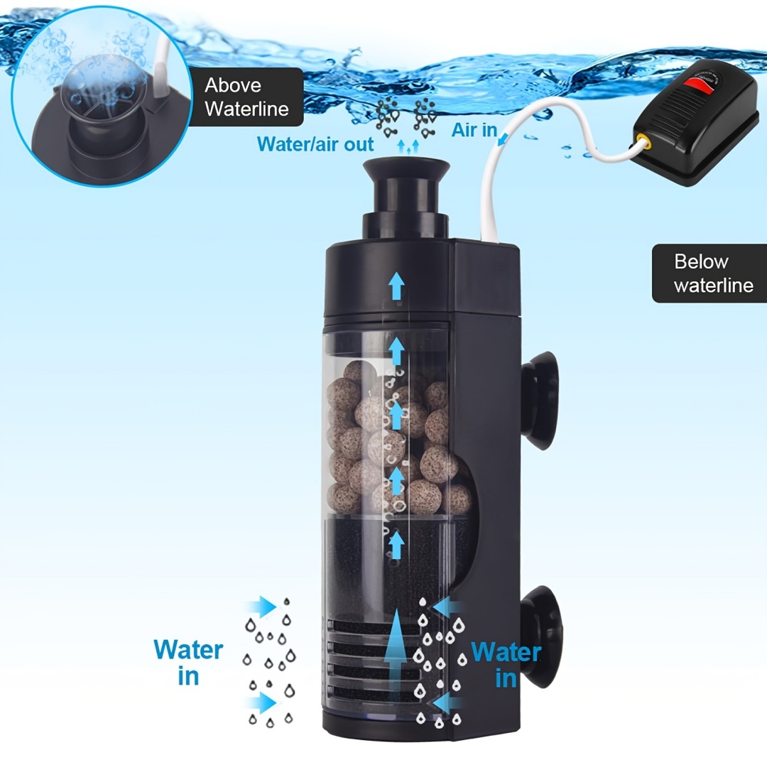 Betta Fish Tank - فلتر إسفنجة حيوية مدمج مثبت على